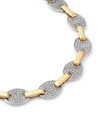 Diamond Link Bracelet in 14K Yellow & White Gold, 1.0 tcw