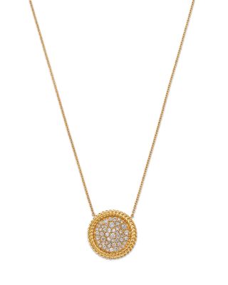 Bloomingdale's Fine Collection - Diamond Pave Disc Pendant Necklace with 14K Yellow Gold Bead Setting, 0.50 tcw