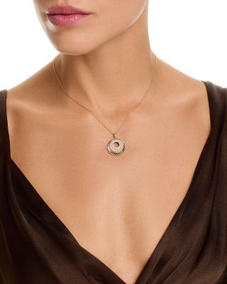 Diamond Sunray Texture Circle Pendant Necklace in 14K Yellow Gold, 0.50 tcw