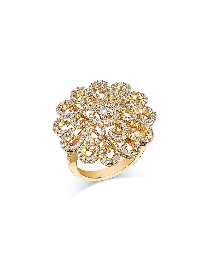 Bloomingdale's Fine Collection Diamond Flower Statement Ring in 14K Yellow Gold, 1.0 tcw