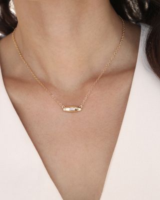 Baguette Crystal Oval Dome Simple Pendant Necklace, 20"