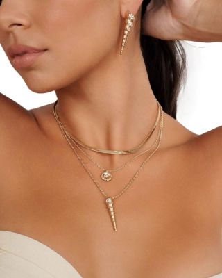 Saint Tropez Cubic Zirconia Shell Layered Pendant Necklace, 17"