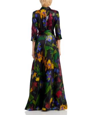 Floral Print Organza Gown 