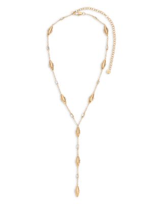 Baguette Crystal Oval Dome Lariat Necklace, 14.5"-19.5"