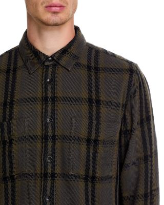 Herringbone Plaid Oversized Fit Button Down Shirt