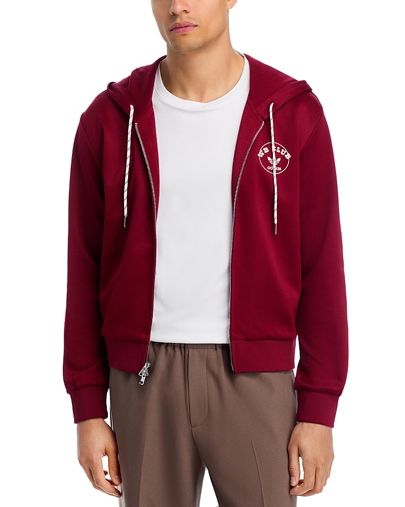 Adidas X Wales Bonner Regular Fit Graphic Logo Hoodie In Burgundy