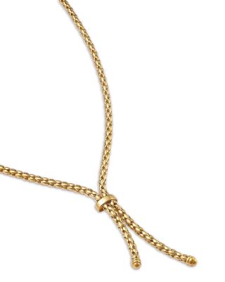 Popcorn Link Lariat Necklace in 14K Yellow Gold, 17"