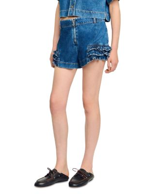 Ruffled Denim Shorts