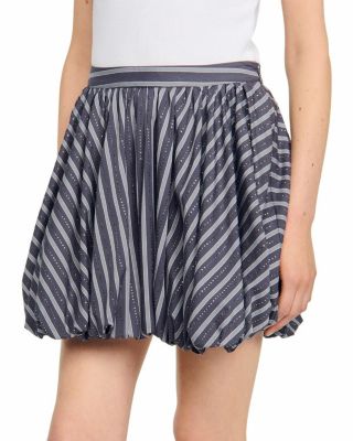 Striped Rhinestone Bubble Hem Skirt