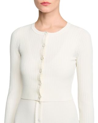 Cropped Rib Knit Cardigan