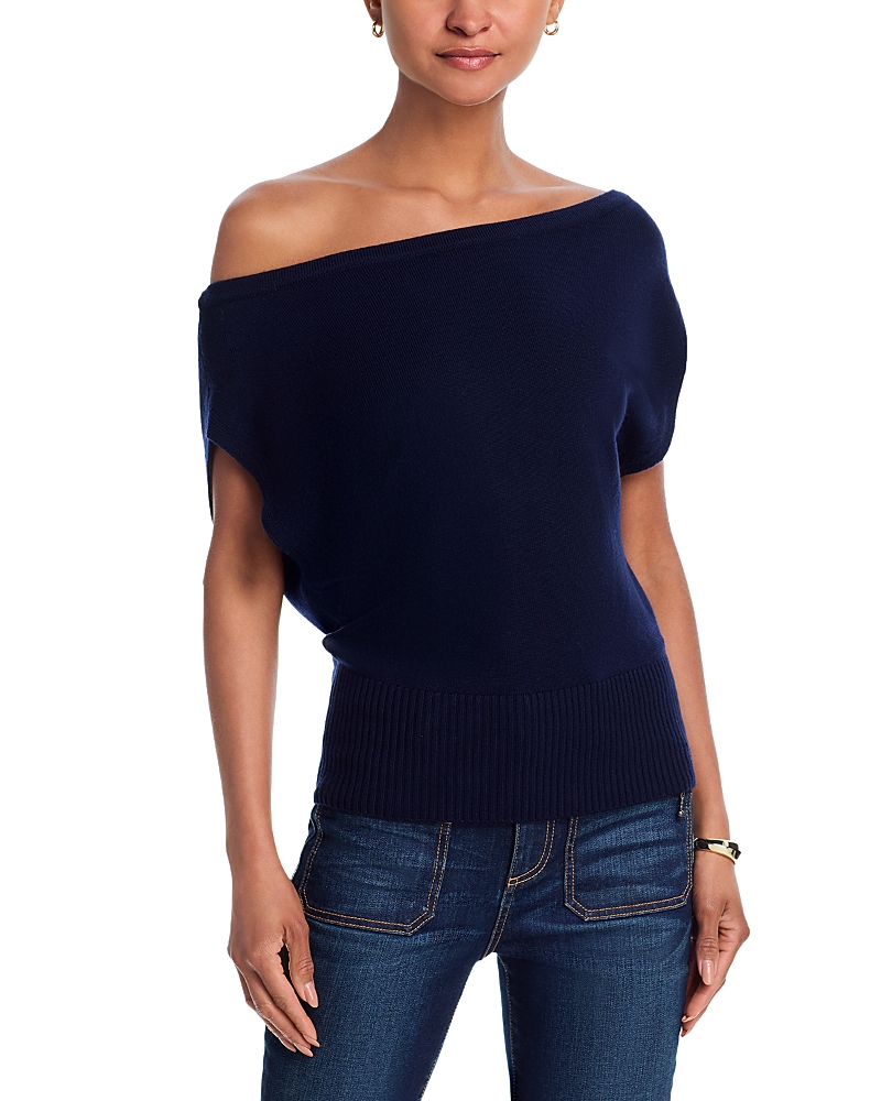 Ramy Brook Chet Wool Off Shoulder Sweater In Blue