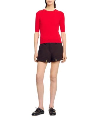 Short Sleeve Rib Knit Sweater