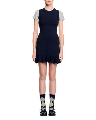 Contrast Short Sleeve Knit Dress