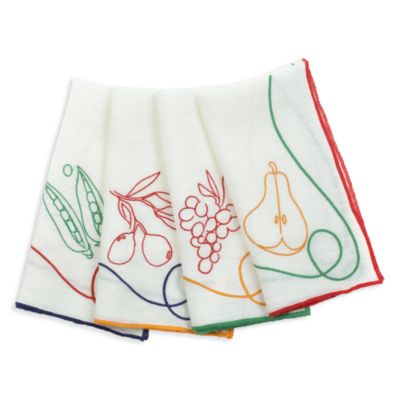 Misette - Embroidered Linen Napkins, Set of 4