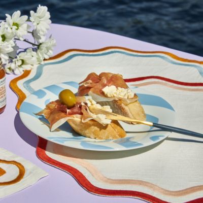 Colorblock Embroidered Linen Placemats, Set of 4