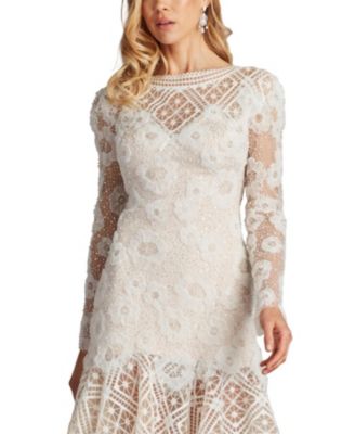 存在感を放つ【TADASHI SHOJI】Idly Embroidered Illusion Dress Marcel Embroidered Illusion Gown - PLUS SIZE | Tadashi Shoji