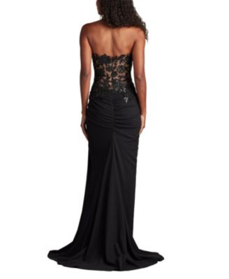 Dresden Draped Sequin Embroidered Gown