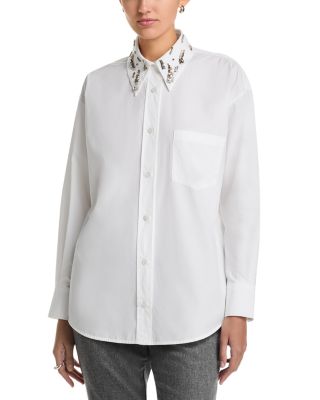 Poplin Rhinestone Oversized Shirt