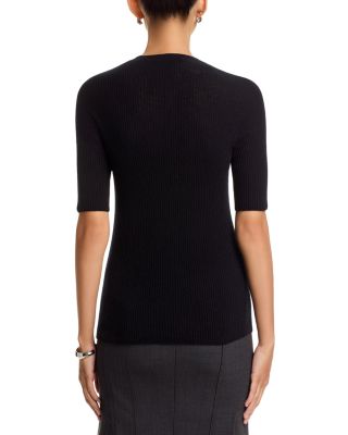 Platinum Wool Blend Ribbed Elbow Sleeve Sweater