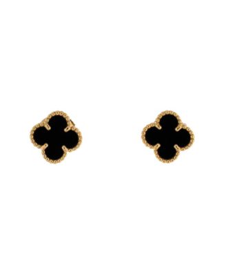 Pre-Owned Van Cleef & Arpels - Sweet Alhambra Stud Earrings 18K Gold and Onyx