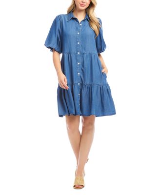 Karen Kane - Puff Sleeve Tiered Shirtdress