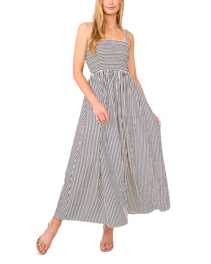 Cece Striped Smocked Maxi Dress In Blue