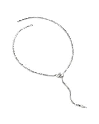 Sterling Silver Naga Blue Sapphire Dragon Lariat Necklace, 23"