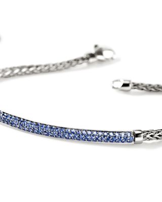 JH Essentials Sterling Silver Blue Sapphire Pav&eacute; Bracelet