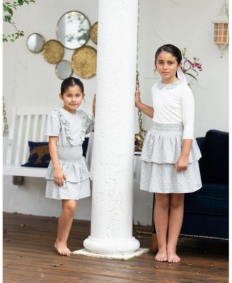 Girls' Textured Floral Short Sleeve Dress - Little Kid, Big Kid