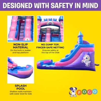  Inflatable Water Slide Without Blower Foot Backyard Inflatable Slide for Summer Fun - Slide with Water Pool for Kids