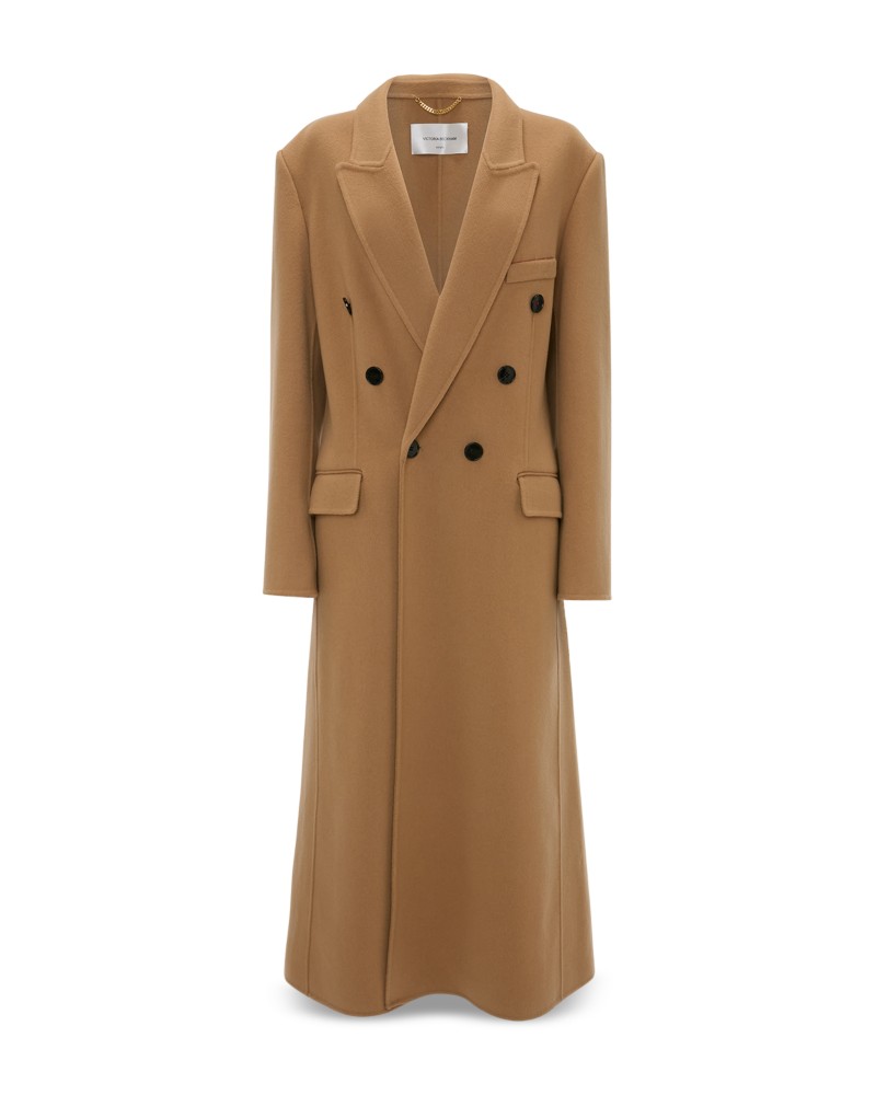 Victoria Beckham Double Faced Overcoat in Camel
