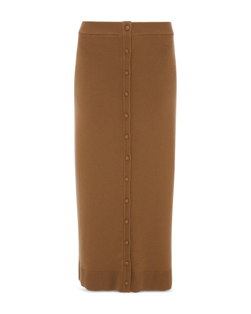 Victoria Beckham Knit Midi Skirt in Camel