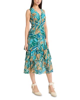 Printed Ruffled Midi Dress