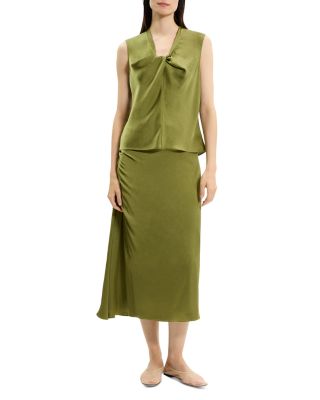 Twist Neck Blouse in Crushed Satin