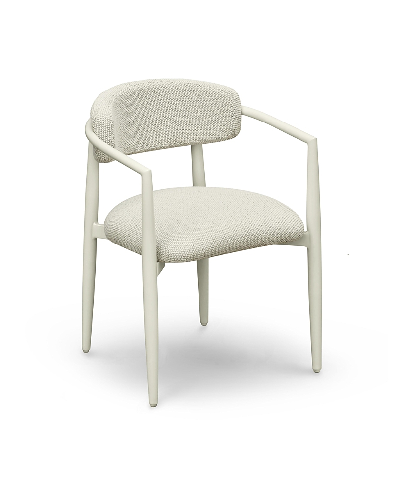 Tov Furniture Annika Textured Fabric Outdoor Dining Arm Chair In White
