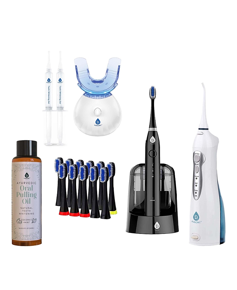 Pursonic Ultimate Oral Care Bundle Smart Electric Toothbrush, Oral Irrigator, Led Whitening, and Ayurvedic Oil