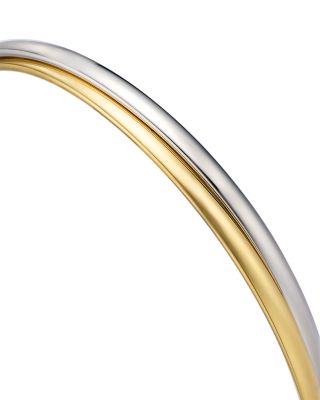 14K White & Yellow Gold Double Row Bangle Bracelet