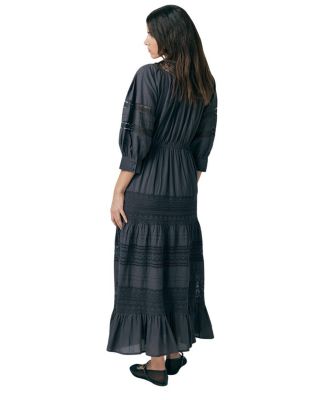 Leoni Lace Trim Cotton Midi Dress
