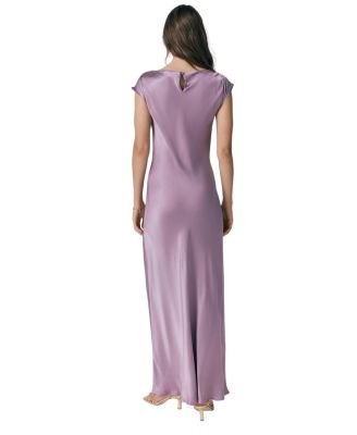 Averie Boat Neck Satin Maxi Dress