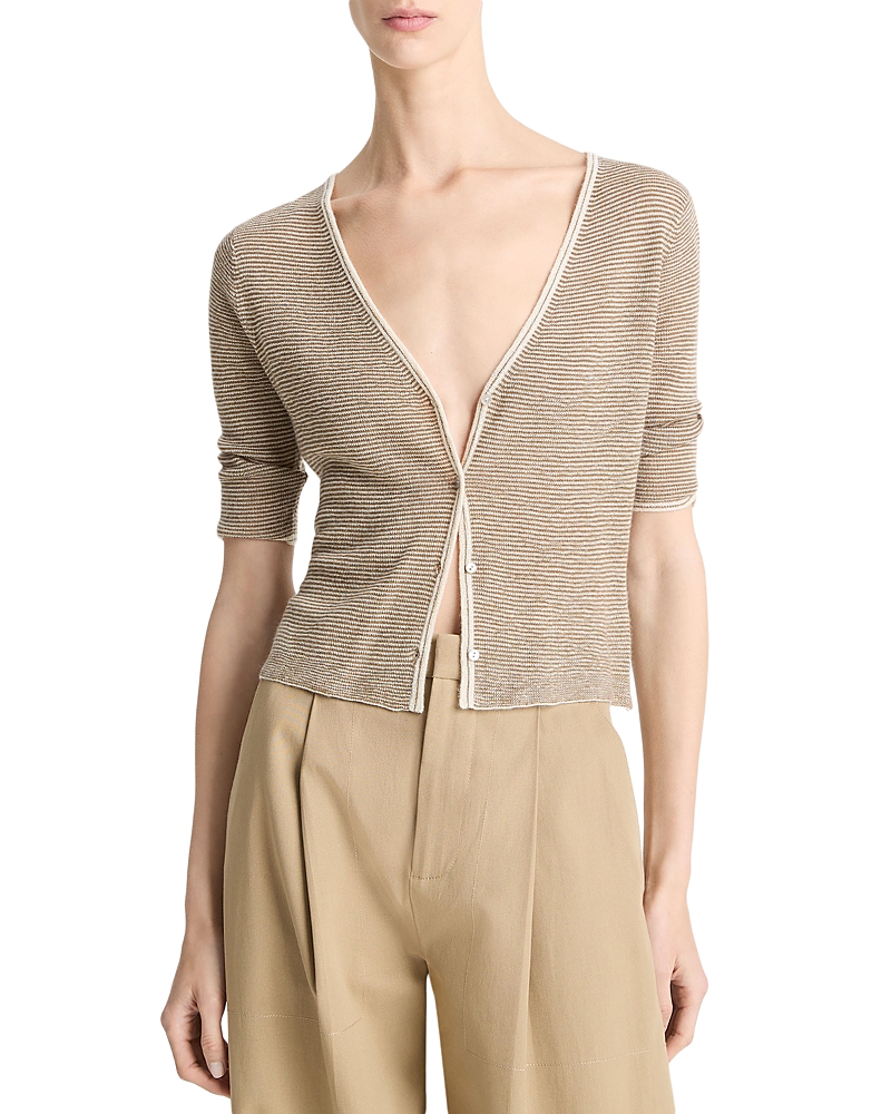 Vince Cashmere Silk Microstripe Cardigan