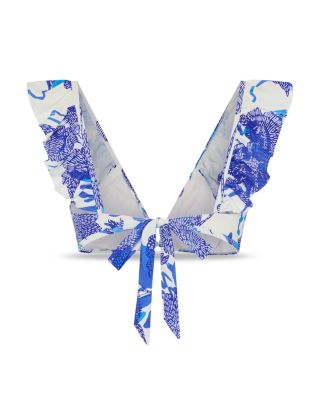 Floral Print Ruffled Bikini Top