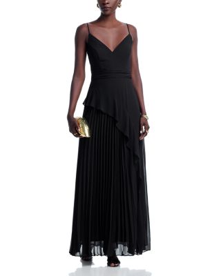 Long Chiffon Pleated Dress - Exclusive