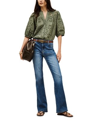 Aommie Low Rise Straight Jeans in Blue Jeans