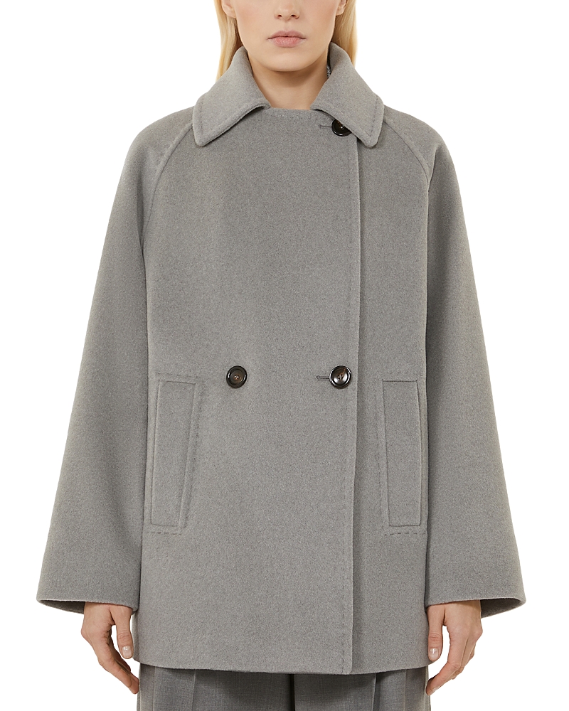 Max Mara Double-breasted Wool Peacoat In Gray