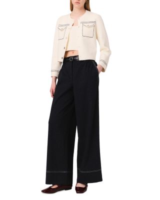 Topstitched Cropped Cardigan