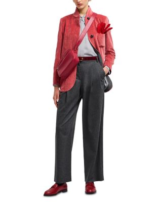 Wool Blend Pleated Pants