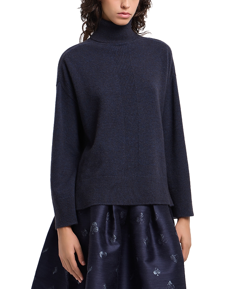 Emporio Armani Wool Turtle-neck Sweater In Blue