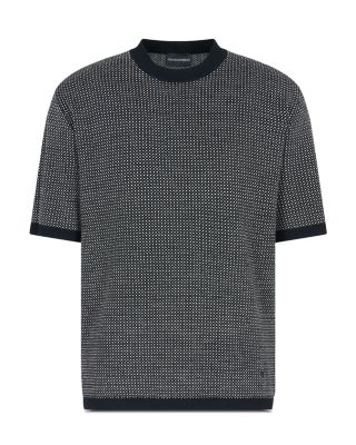 Regular Fit Geometric Jacquard Short Sleeve Sweater
