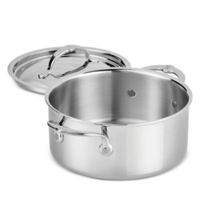 ProBond Luxe 4 Quart Polished Professional Clad Stainless Steel Soup Pot with Lid