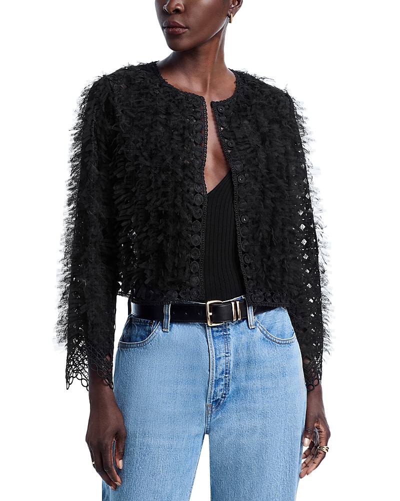Kobi Halperin Ollie Lace Fringe Jacket In Black